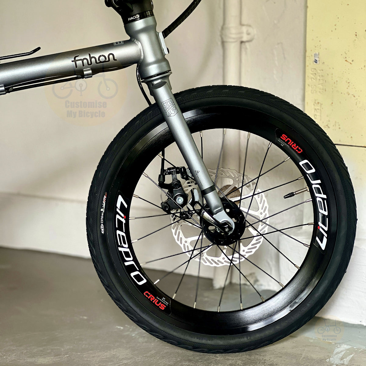 Fnhon Gust 16" Battleship Grey folding bike with KENDA/CST fast rolling tyres; HAOOi Max high profile wheelset