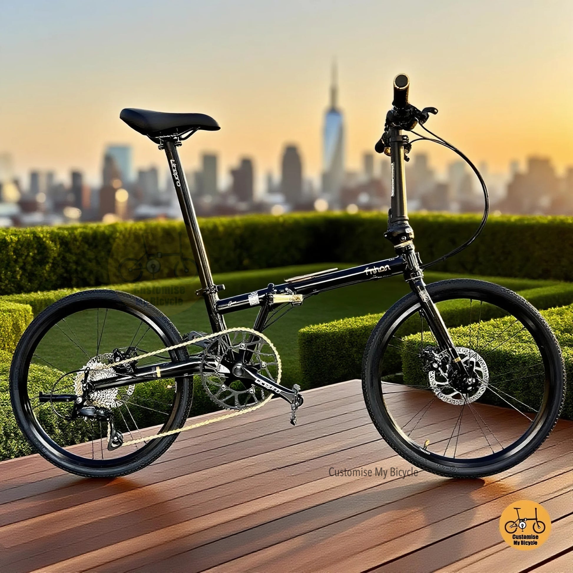 Fnhon Gust 22-inch foldie with black gold frame and lightweight all-terrain features  
