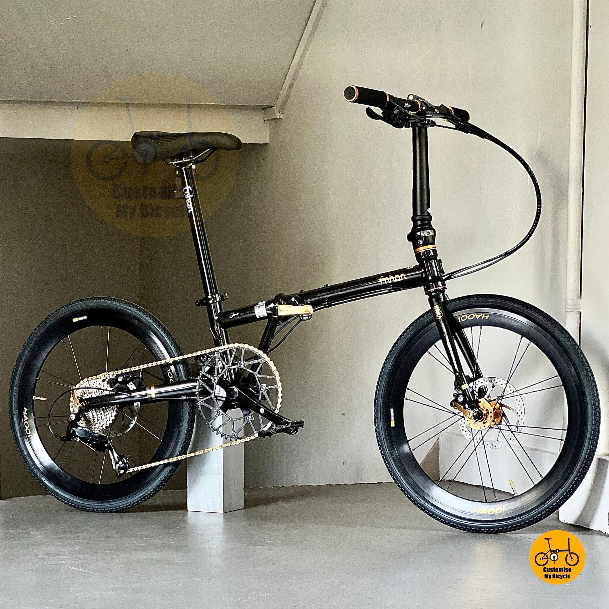 风行蚂蚁腿22寸折叠自行车 黑金色配色 禧玛诺9速 轻量钢架 舒适骑乘通勤