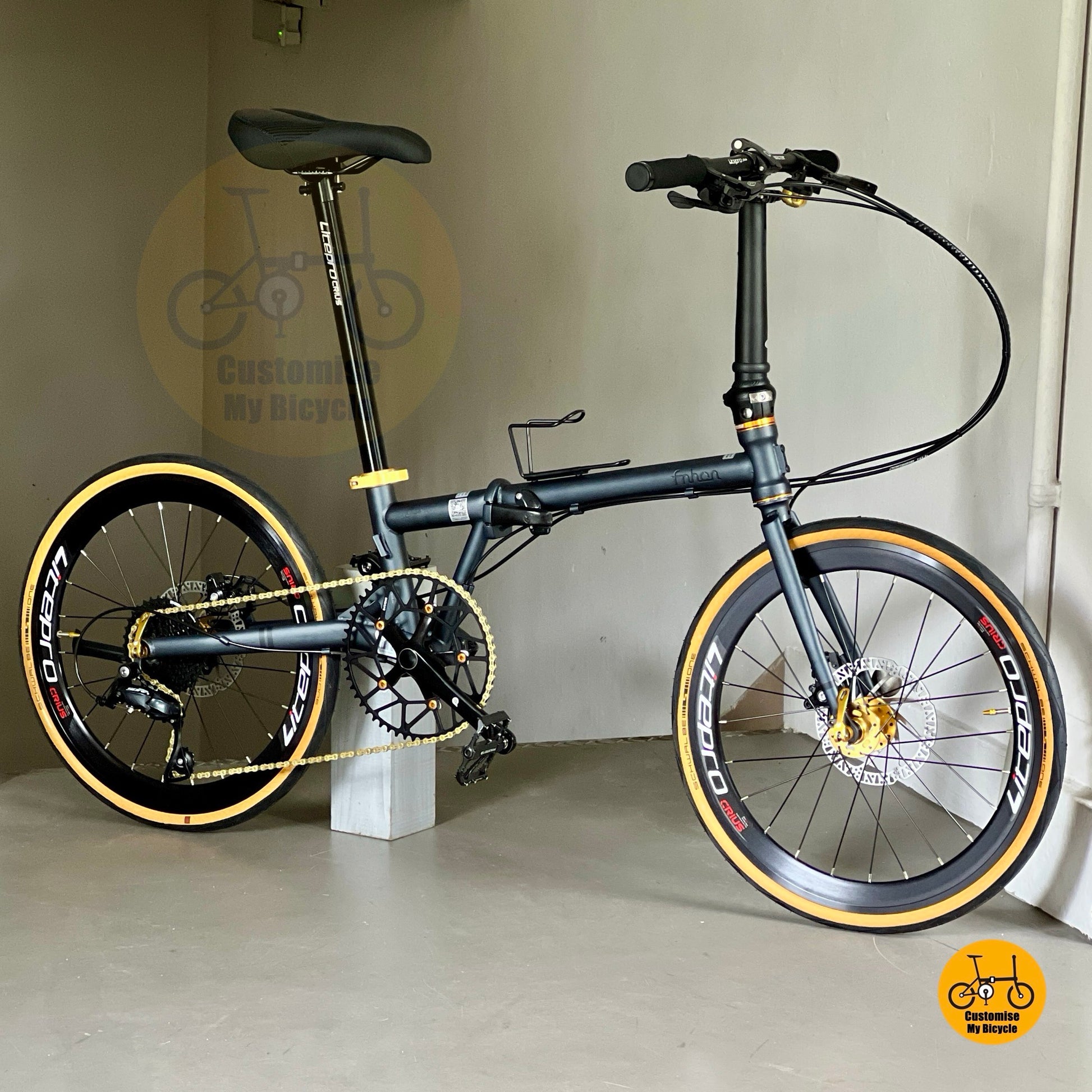 Basikal boleh lipat Fnhon Gust 22" lengkap tayar SCHWALBE tan wall dan gear Shimano 9s