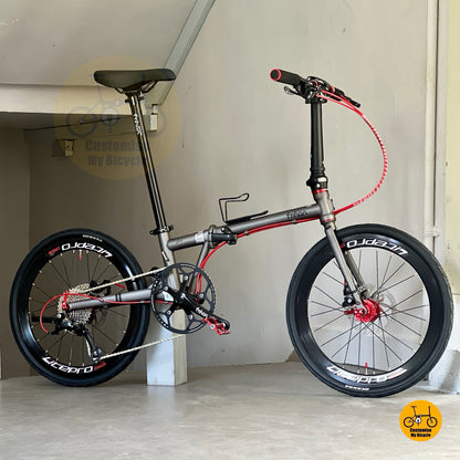 风行蚂蚁腿 fgd 22 寸 Battleship Grey 折叠 自行车 禧玛诺 9 速 铬钼钢 车架