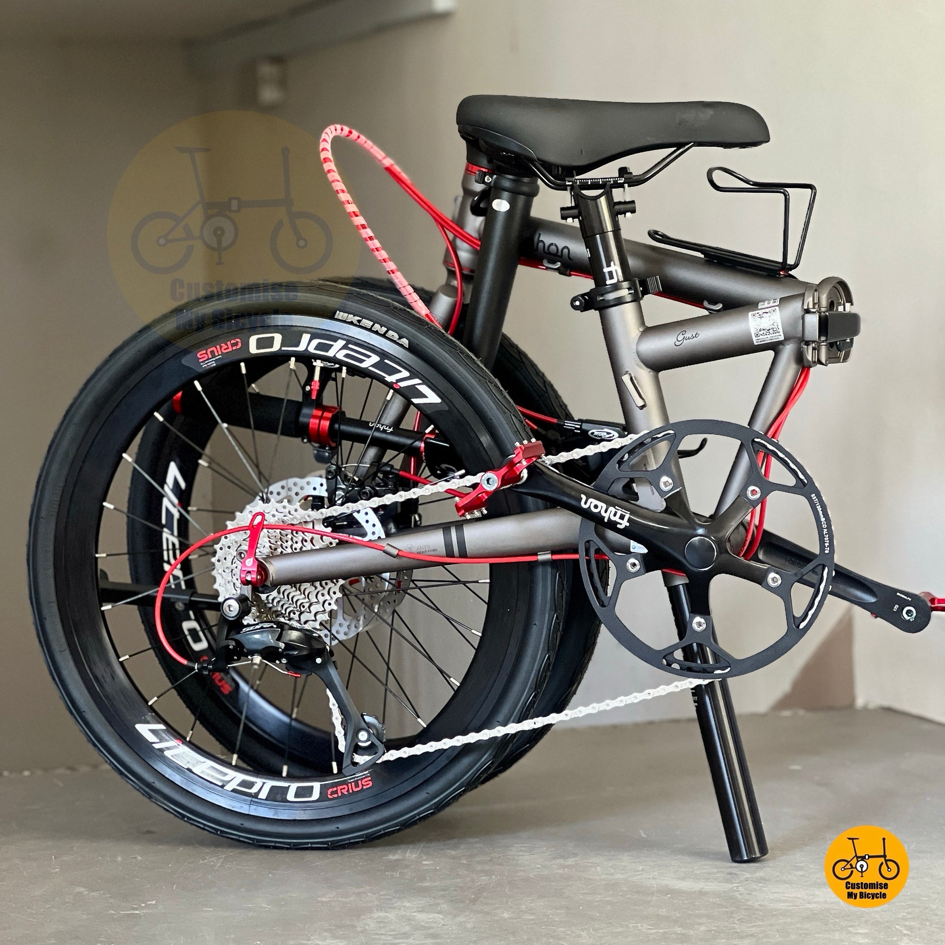 Basikal Lipat Fnhon Gust 22 Inci Battleship Grey Dengan Gear Shimano 9 Kelajuan Dan Rangka Keluli Chromoly
