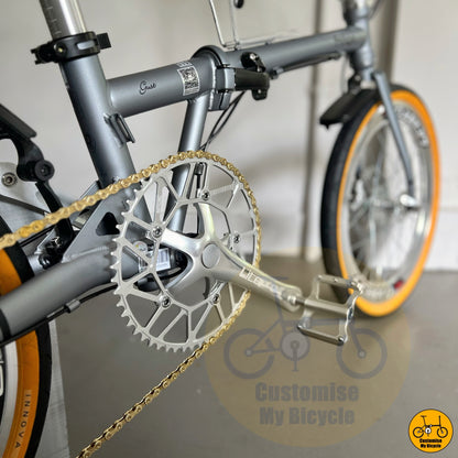 LITEPRO 54T crankset and chainring in silver and hollow design  
