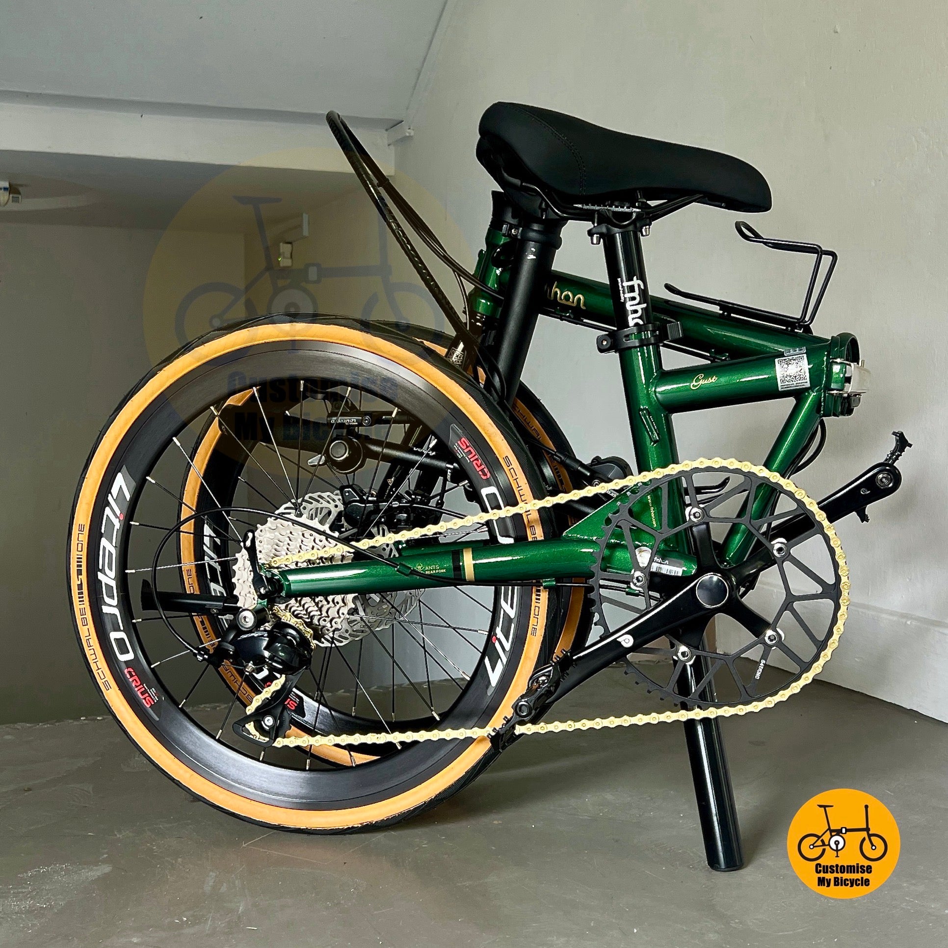 Basikal Lipat Fnhon Gust 22 Inci Warna Hijau Zamrud Shimano 9 Kelajuan
