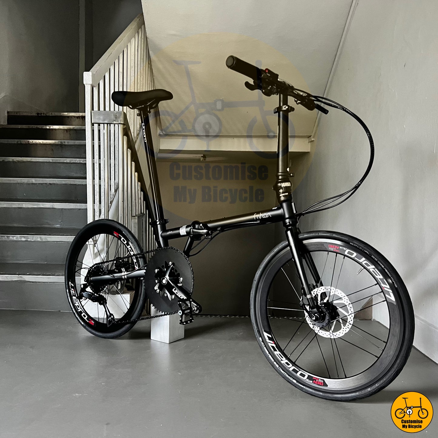 Fnhon Gust 22-inch Foldable Bicycle – Batman-Inspired All-Black Design
