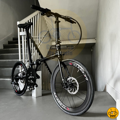 Fnhon Gust 22-inch Folding Bike – Matte Black Frame with Oval Chainring
