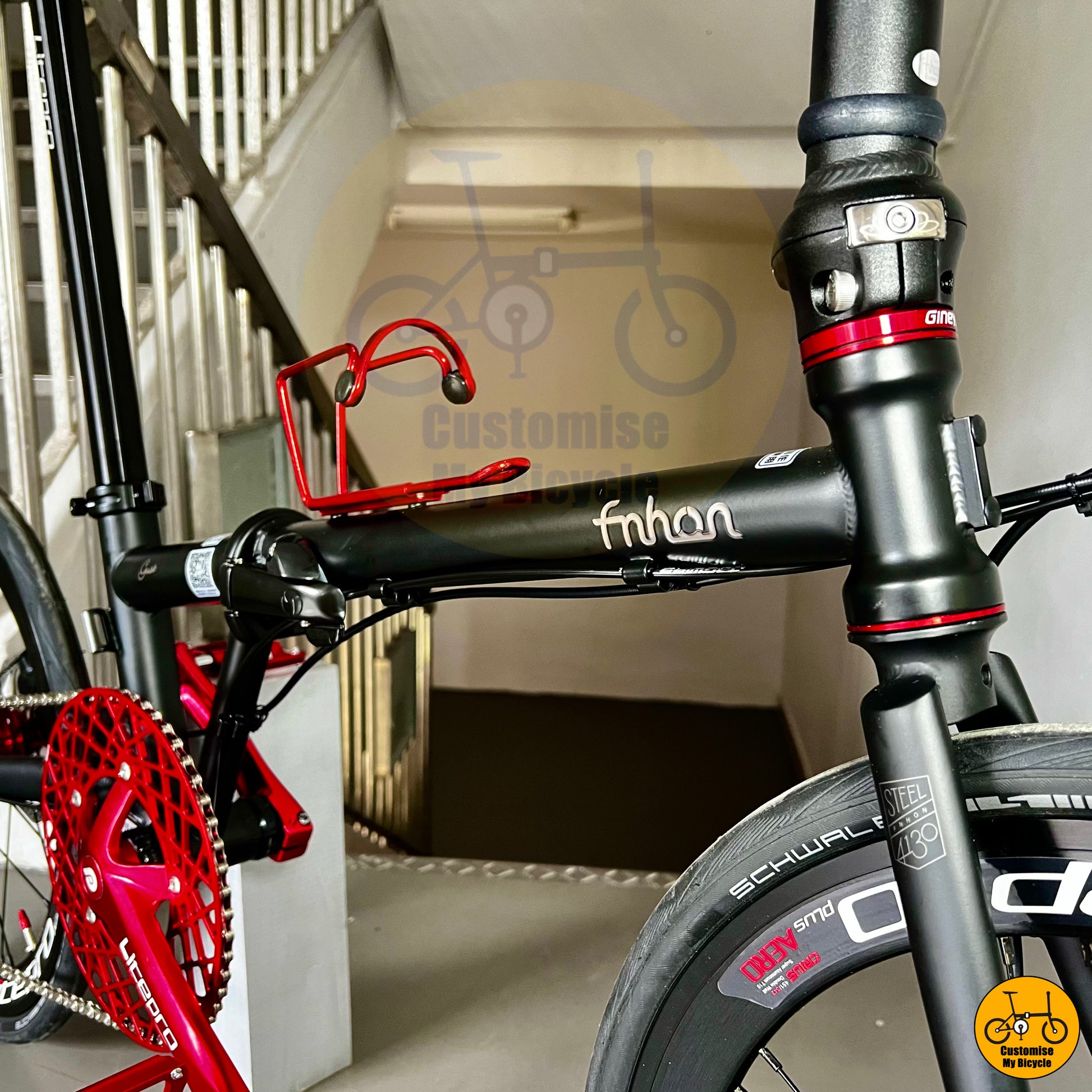 Sleek black folding bike with high-performance Litepro wheels
