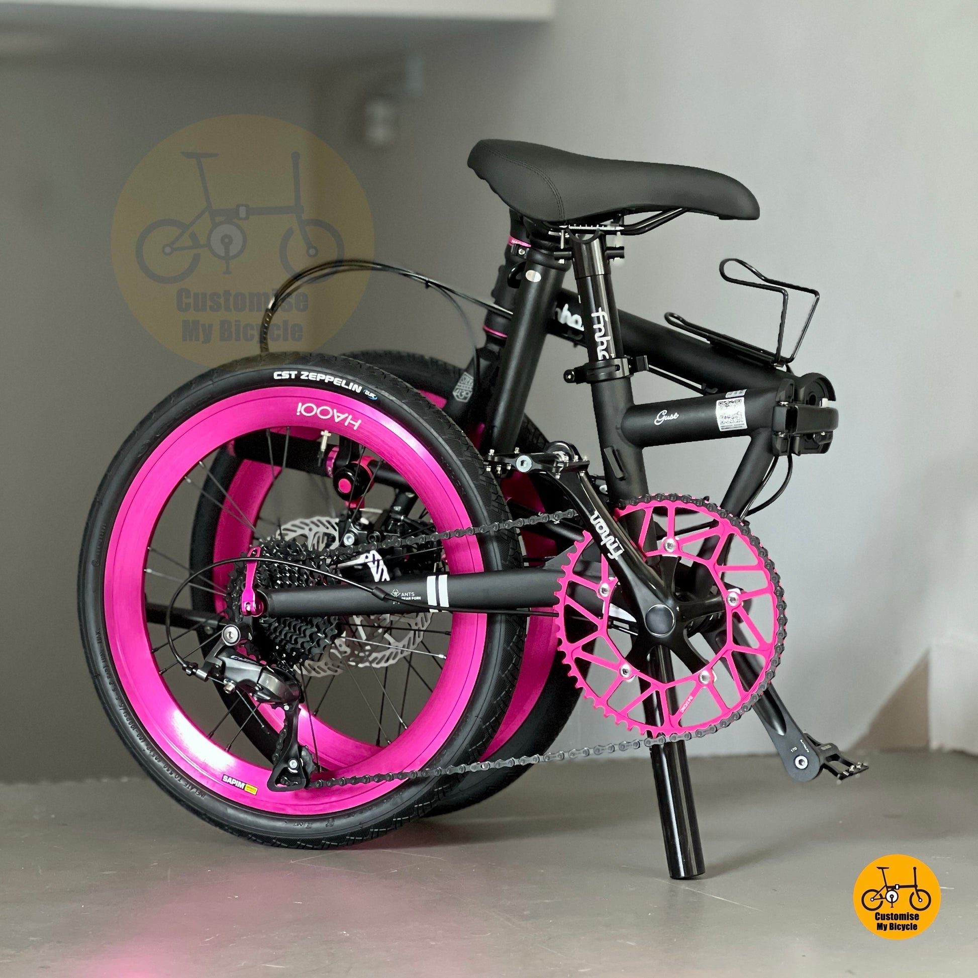 Fnhon Gust Matte Black 20 Inch Foldie with Shimano 9 Gears and Litepro Aero Wheelset
