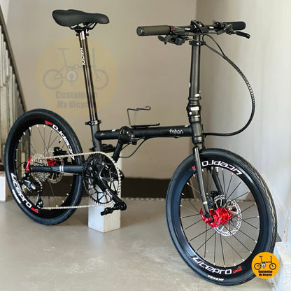 Folding Bike Fnhon Gust 22 Inch Shimano 9 Speed Matte Black Compact Foldable Bicycle MRT Friendly Singapore

