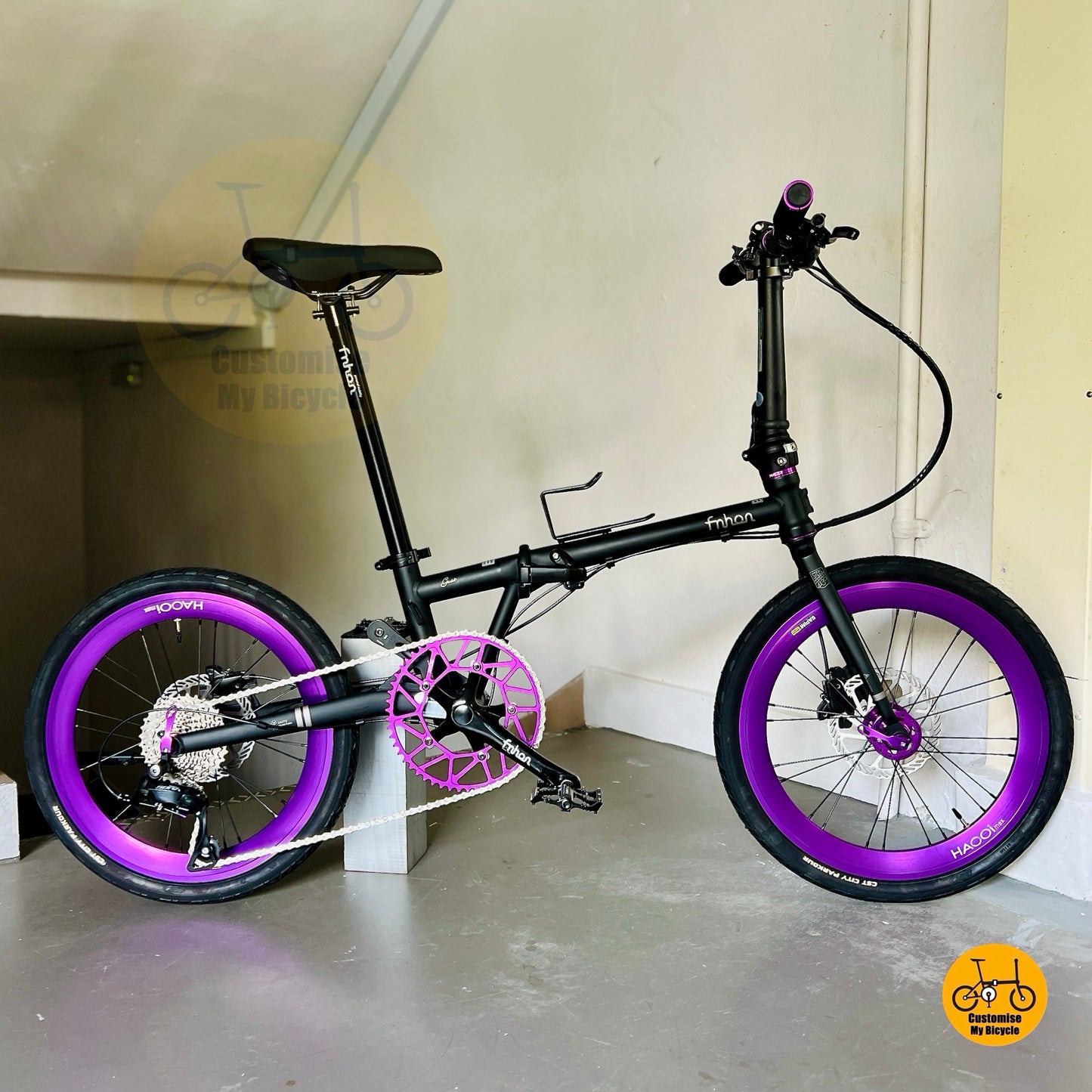 Basikal Lipat Fnhon Gust 20 Inci Matte Black Shimano 9 Gear Dengan Brek Hidraulik Dan Rangka Keluli Chromoly