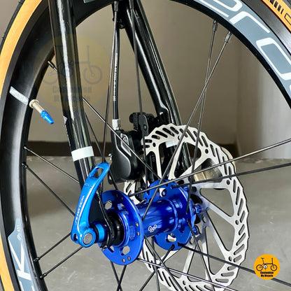 Fnhon Gust foldable bike Silverock high profile smooth wheelset detail urban commuter folding bicycle
