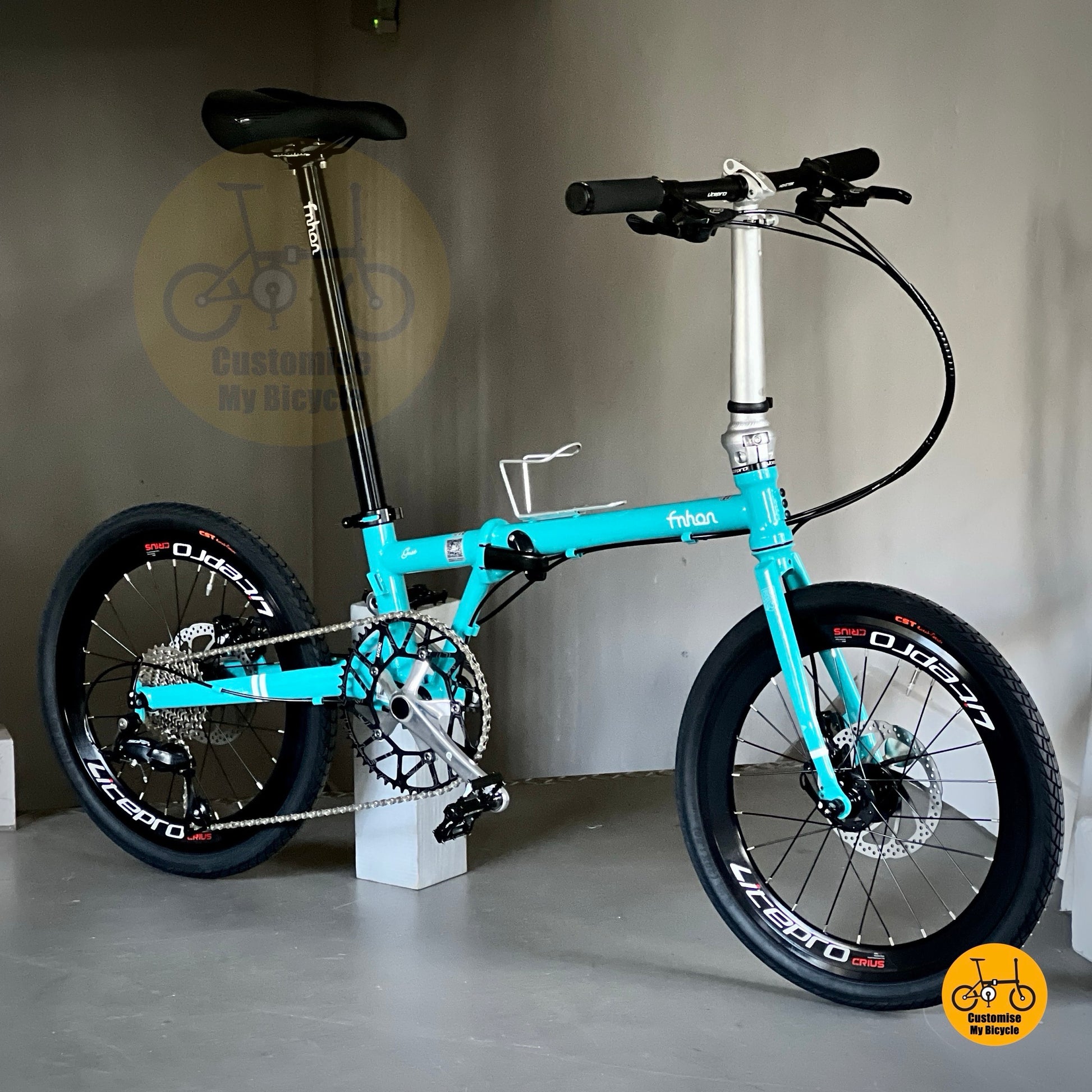 Beli Fnhon Gust 20 Inci Basikal Lipat Warna Biru Dengan Shimano 9 Kelajuan