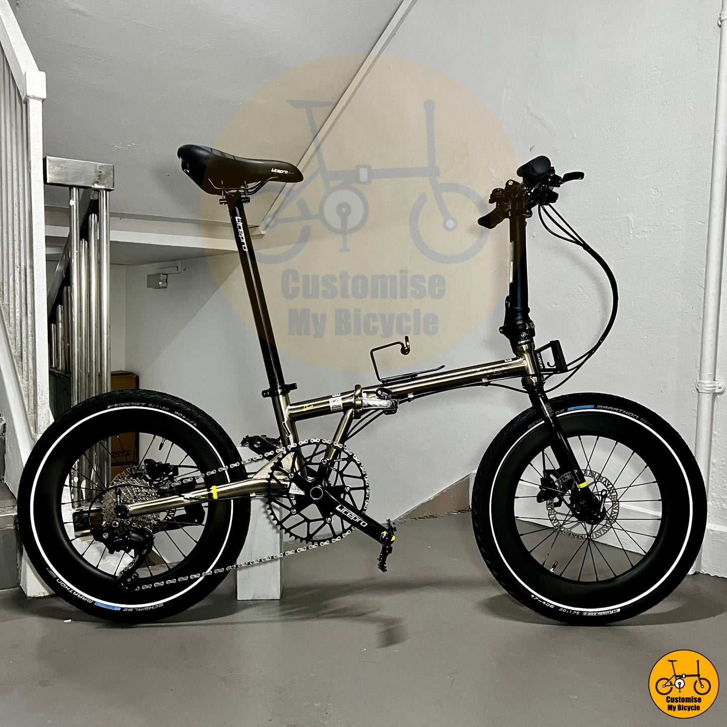 Basikal Lipat Fnhon Gust 20-Inci – Rangka Titanium Emas dengan Roda Hubsmith
