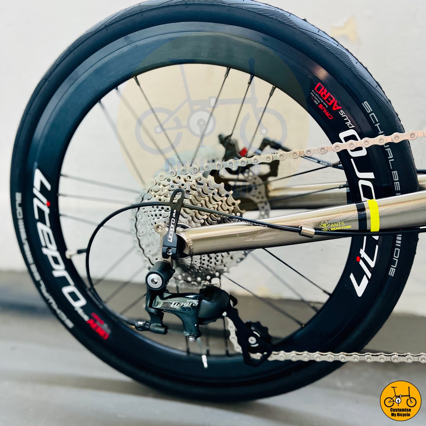 20-inch folding bike with lightweight Litepro wheels and disc brakes
