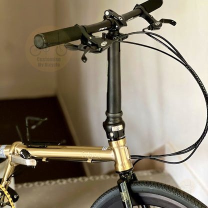Fnhon Gust 22" Titanium Gold folding bike frame material colour detail