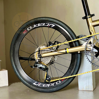 Fnhon Gust 22" Titanium Gold foldable bicycle with Shimano 9 gears