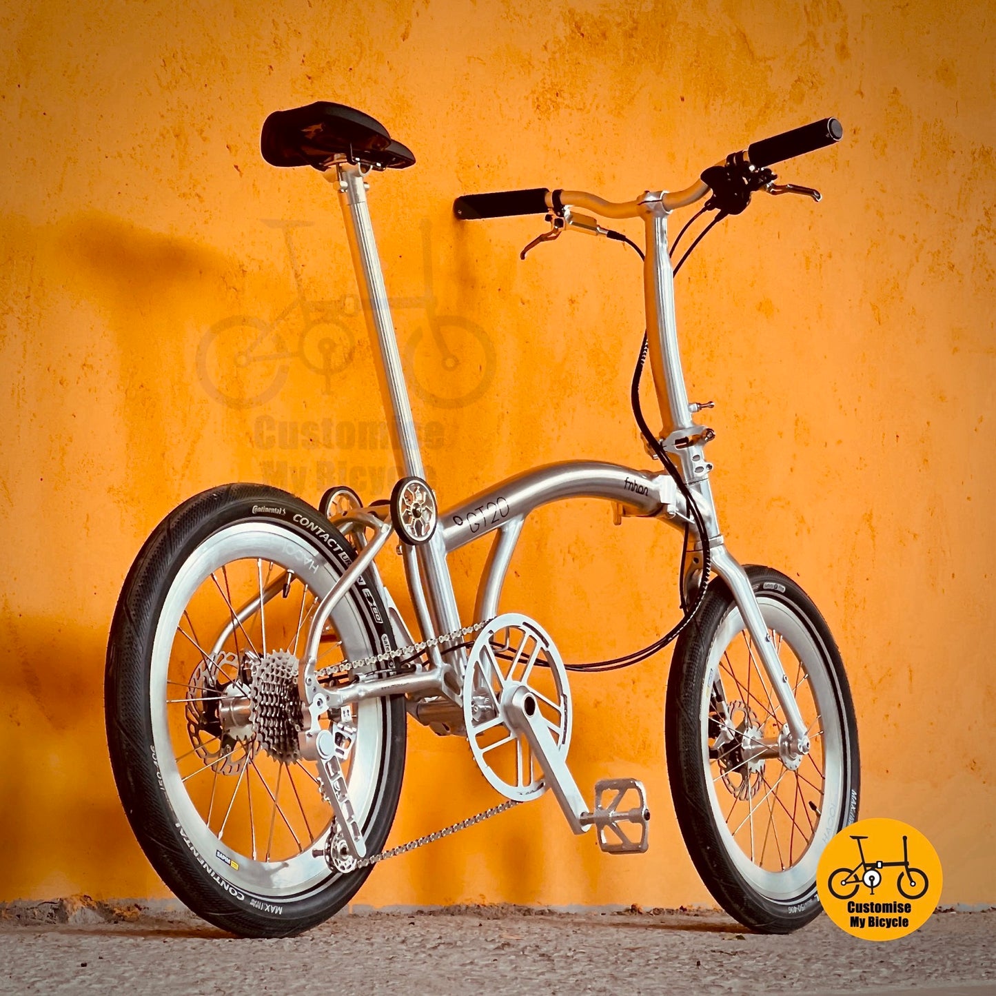 Basikal Lipat Fnhon GT20 Trifold 20" • Platinum Silver • Rangka Ringan • Brek Hidraulik • 10 Kelajuan
