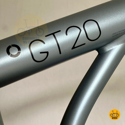 GT20 Logo on Fnhon GT20 Lightweight Aluminium Folding Bicycle 20 Inch Shimano 10 Speed With Continental Urban Tyres
