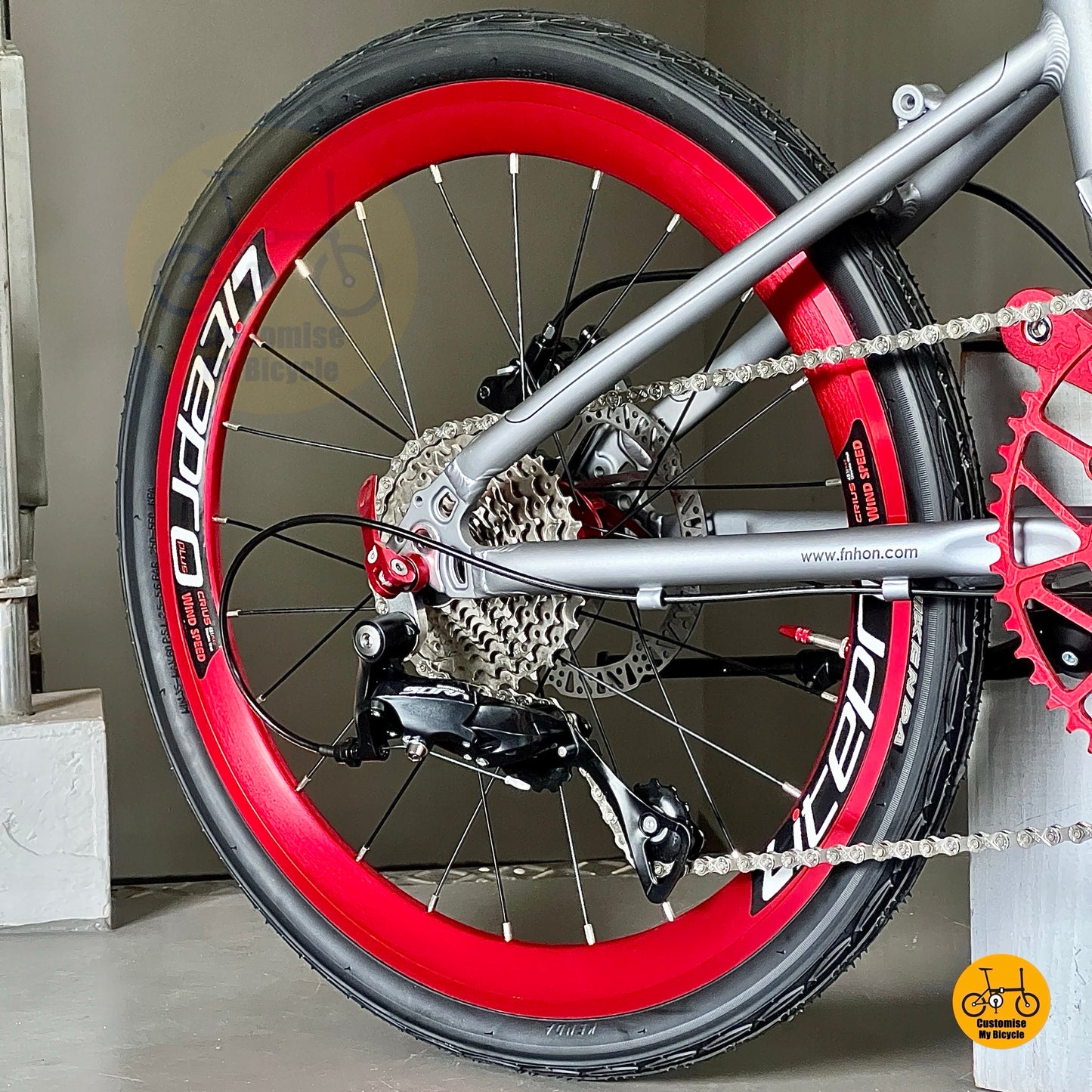 Shimano 9 speed foldable bike with Litepro wheelset  
