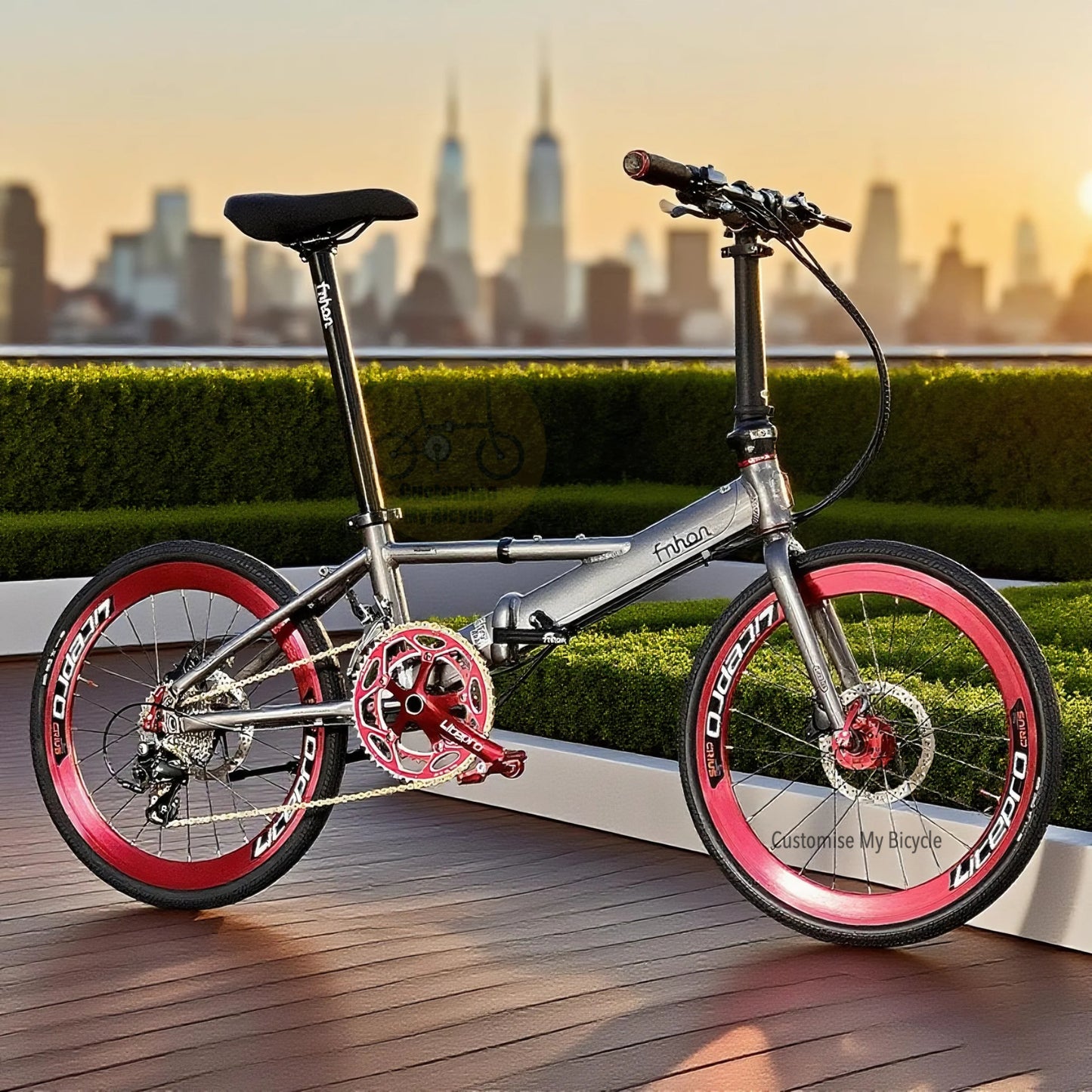 Fnhon Monsoon 22 Inch Dolphin Grey Folding Bike With Shimano Sora 2x9 Gears And Double Chainring
