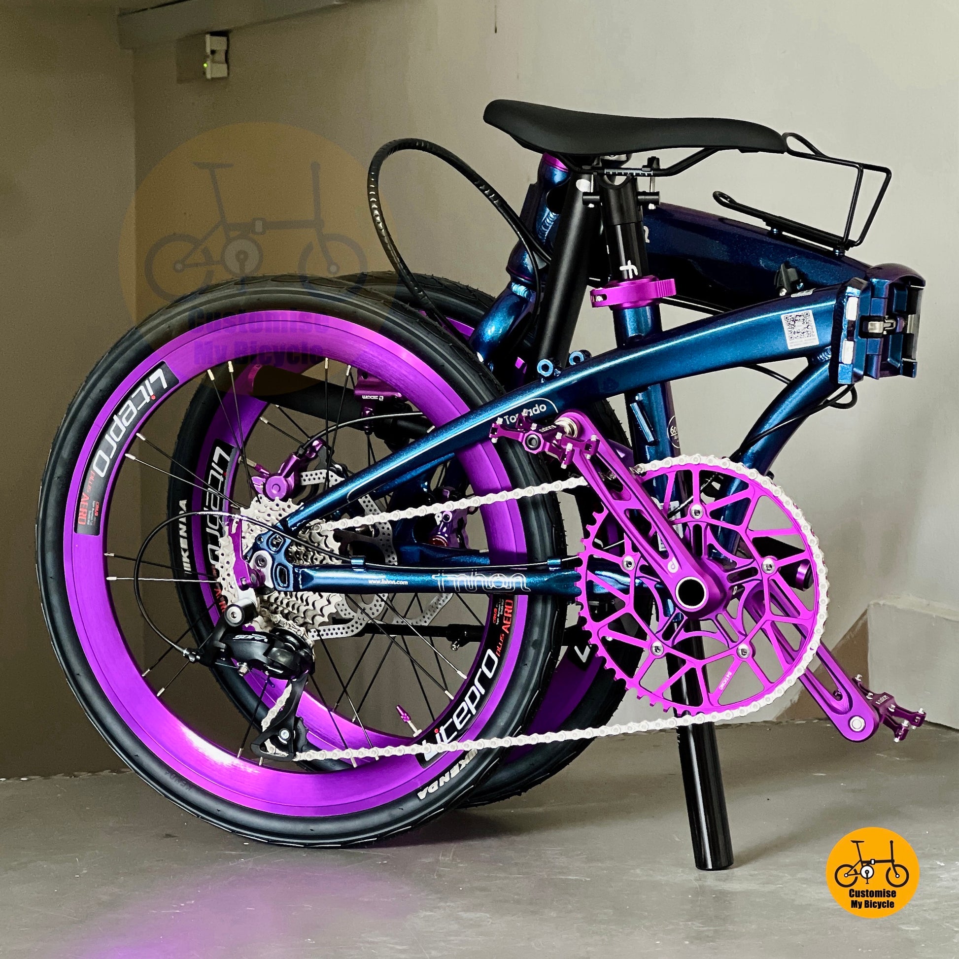 Fnhon Tornado 22 inch folding bike Chameleon Blue side profile lightweight foldable bicycle