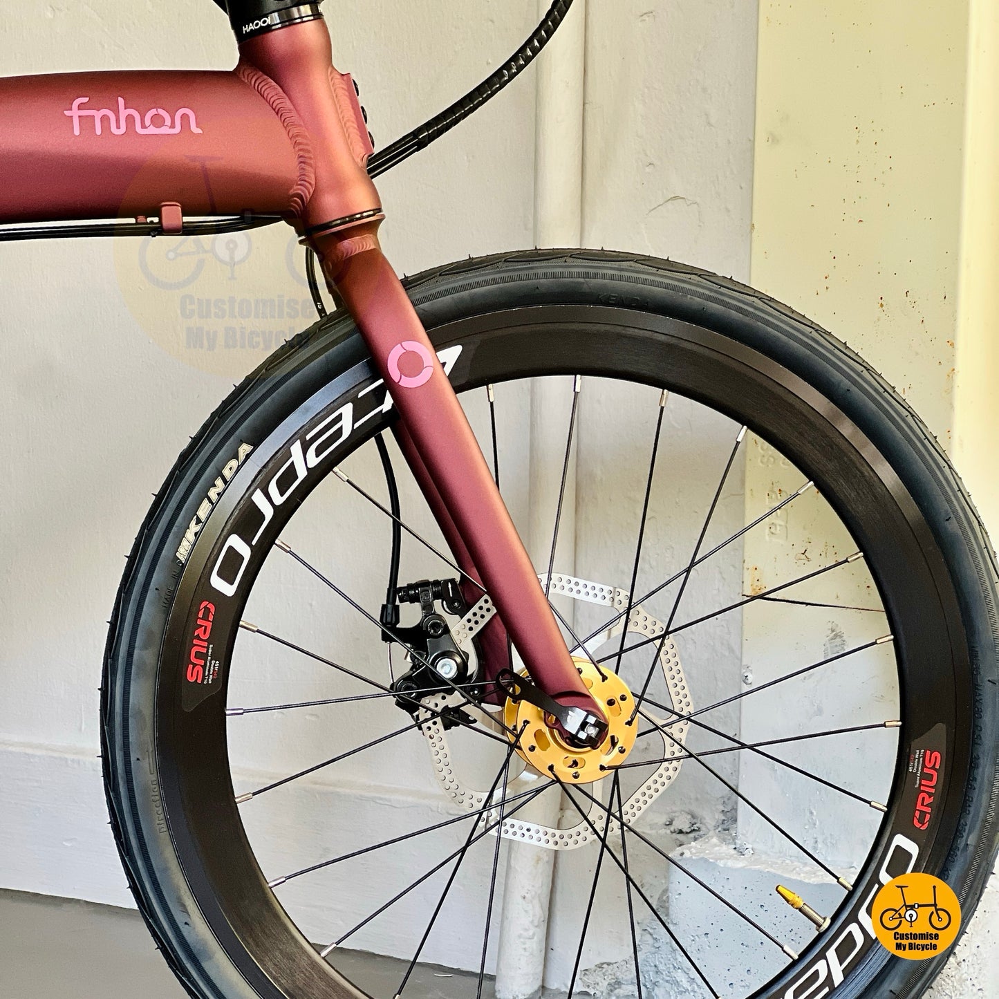 Fnhon Tornado folding bike high front angle Champagne Red lightweight aluminium frame portable bicycle
