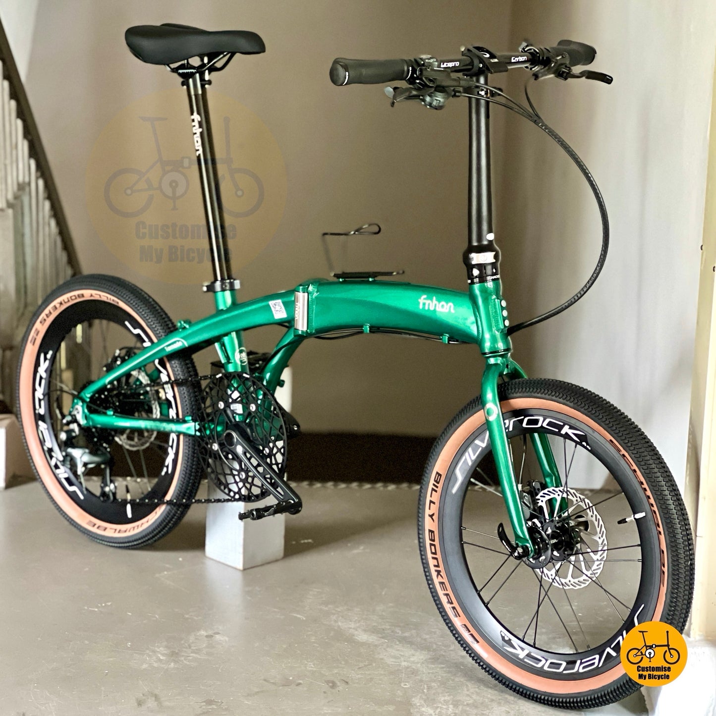 Basikal Lipat Fnhon Tornado 20 Inci Hijau Zamrud Shimano 10 Kelajuan Brek Cakera Hidraulik Tayar Billy Bonkers Basikal Lipat Ringan