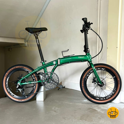 Fnhon Tornado 20 Inch Emerald Green Folding Bicycle Shimano 10 Gears Hydraulic Disc Brake Billy Bonkers Tyres Lightweight Urban Foldie