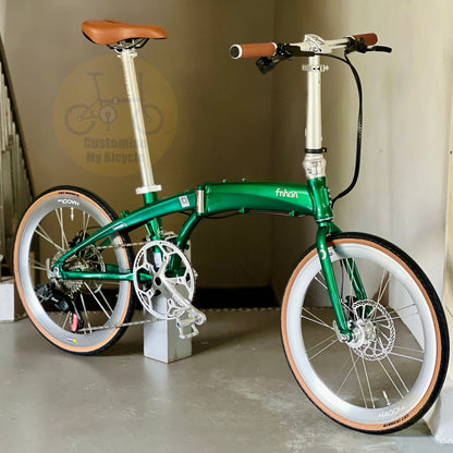 Fnhon Tornado 22 Inch Folding Bicycle Emerald Green Wireless EDS 12 Gears Hydraulic Disc Brake Haooi Max High Profile Wheels FNHON Hollowtech Crankset
