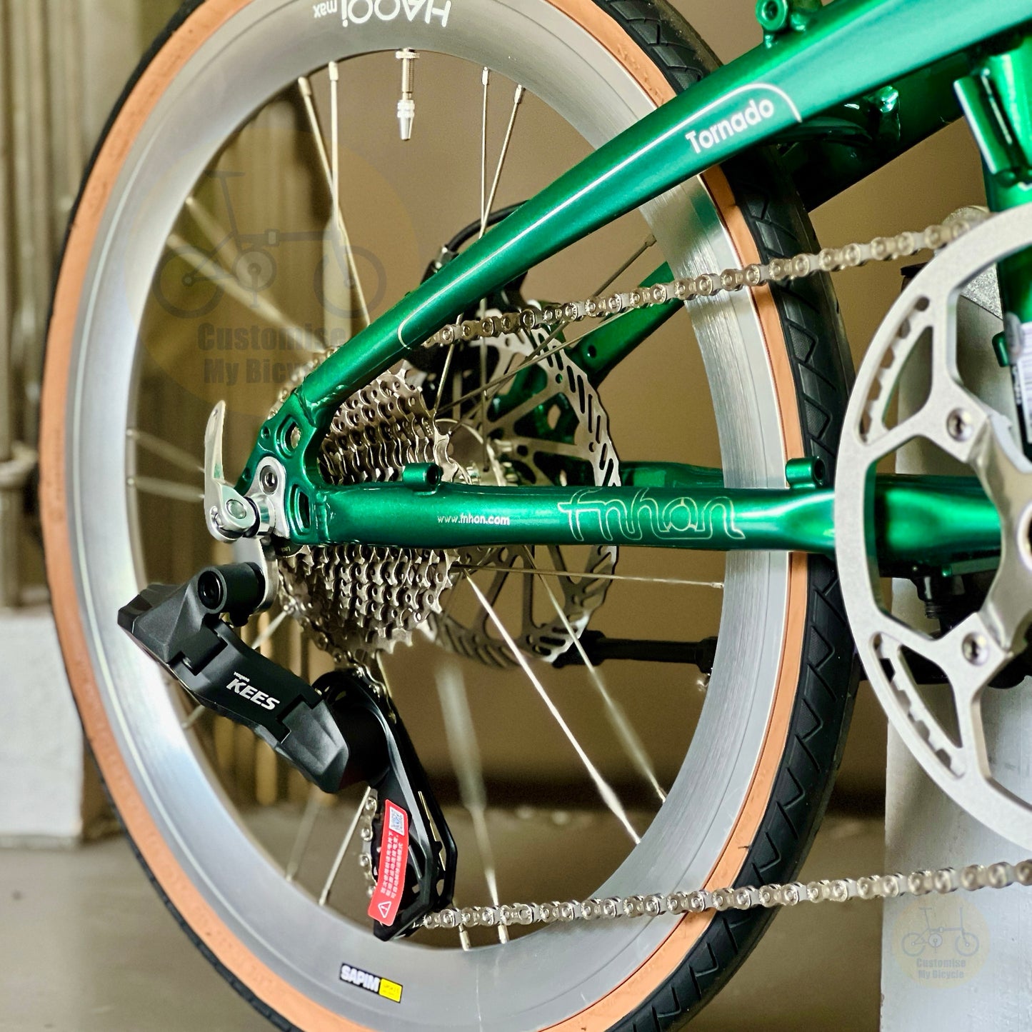 Fnhon Tornado 22 inch folding bike Wireless EDS 12 gears shifting close up
