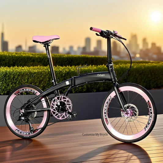 Fnhon Tornado 22 Inch Folding Bike Matte Black Shimano 9 Gears Lightweight Aluminium Frame
