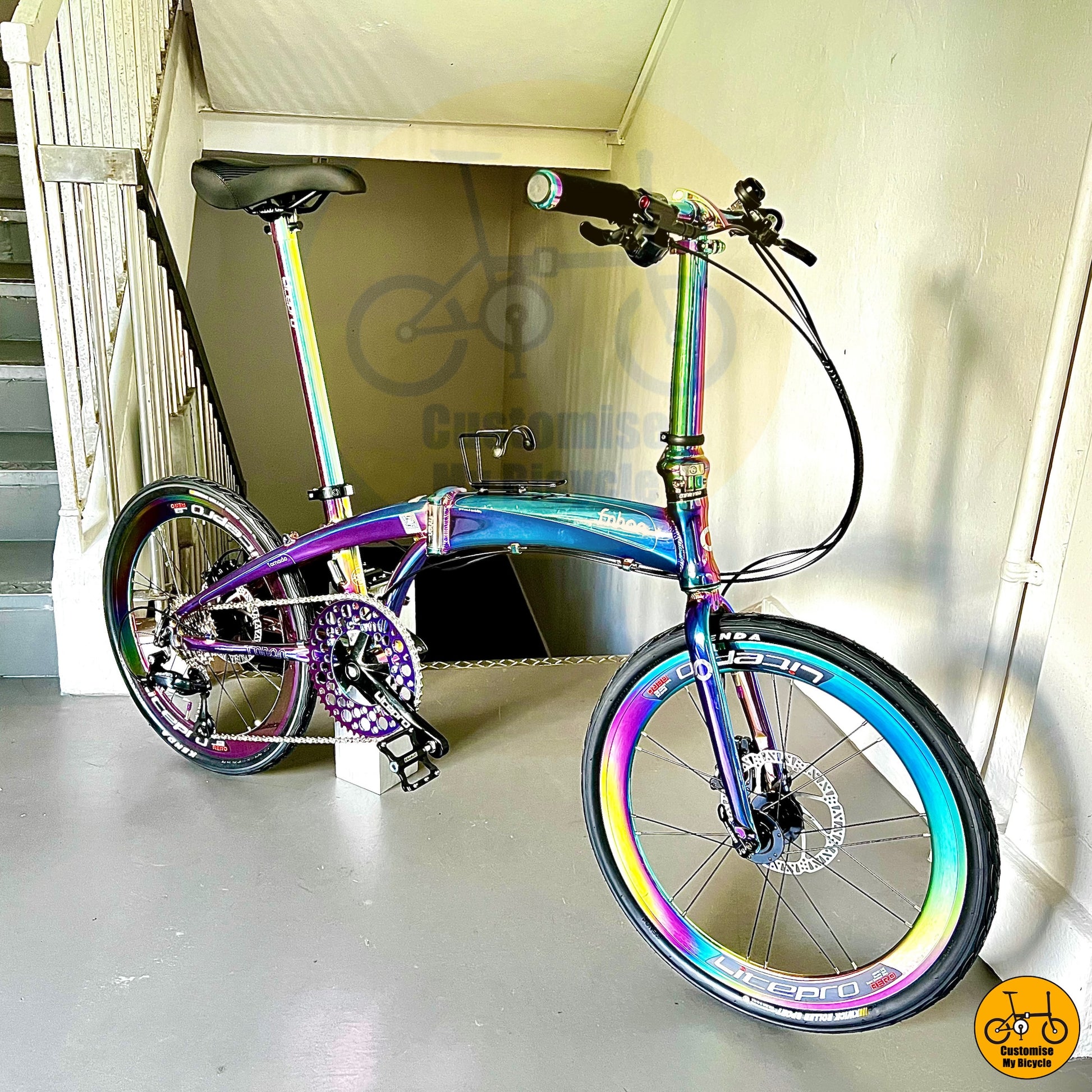 Oil Slick Edition Folding Bike – Premium Ride for Enthusiasts & City Cyclists
