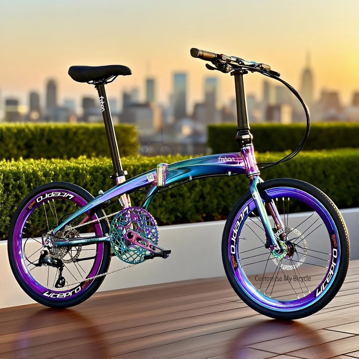 Fnhon Tornado 22 Inch Folding Bike Oil Slick Shimano 9 Gears Aerodynamic Aluminium Frame Singapore
