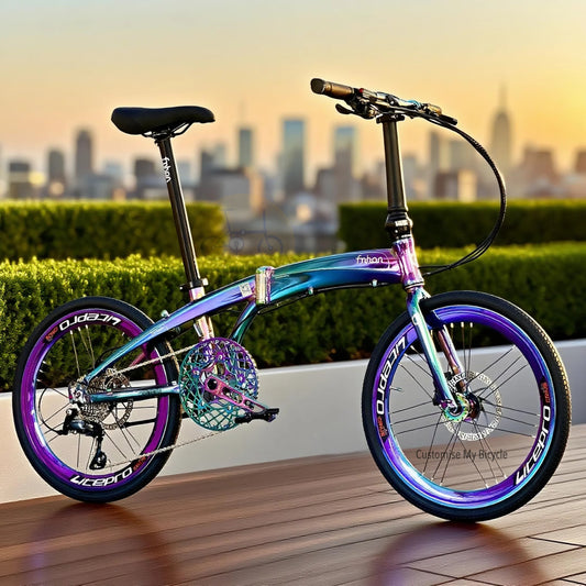 Fnhon Tornado 22 Inch Folding Bike Oil Slick Shimano 9 Gears Aerodynamic Aluminium Frame Singapore
