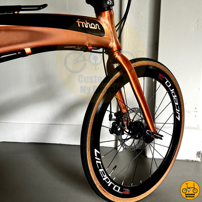 Luxury Fnhon Tornado 22-Inch Foldable Bicycle – Elegant Rose Gold Frame
