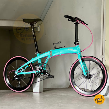 风行海豚车架 dg2018 22 寸 土耳其蓝 折叠 自行车 禧玛诺 9 速 铝合金车架