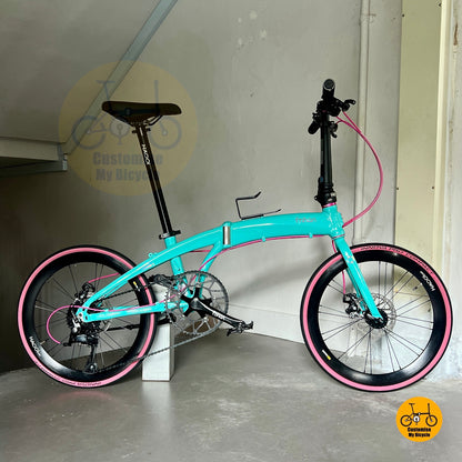 Fnhon Tornado 22 inch Turkish Blue folding bike full side view
