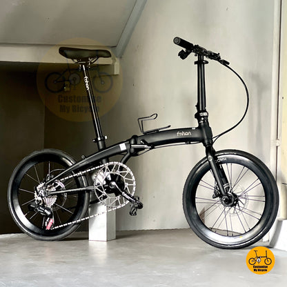 Basikal Lipat Fnhon Tornado 20 Inci Hitam Matte Magene Electronic Derailleur Shifting 12 Kelajuan Brek Hidraulik Basikal Lipat Premium