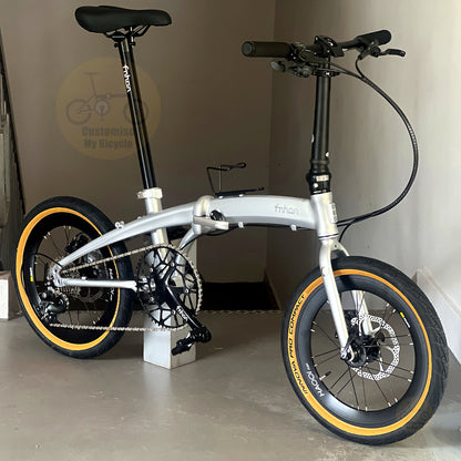 Fnhon Twister 18" Space Silver foldable bicycle with Shimano 9 gears
