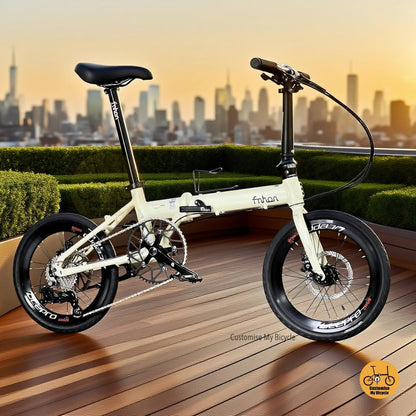 Fnhon Zephyr 18 inch Beige folding bike with Sensah 9s lightweight aluminium frame
