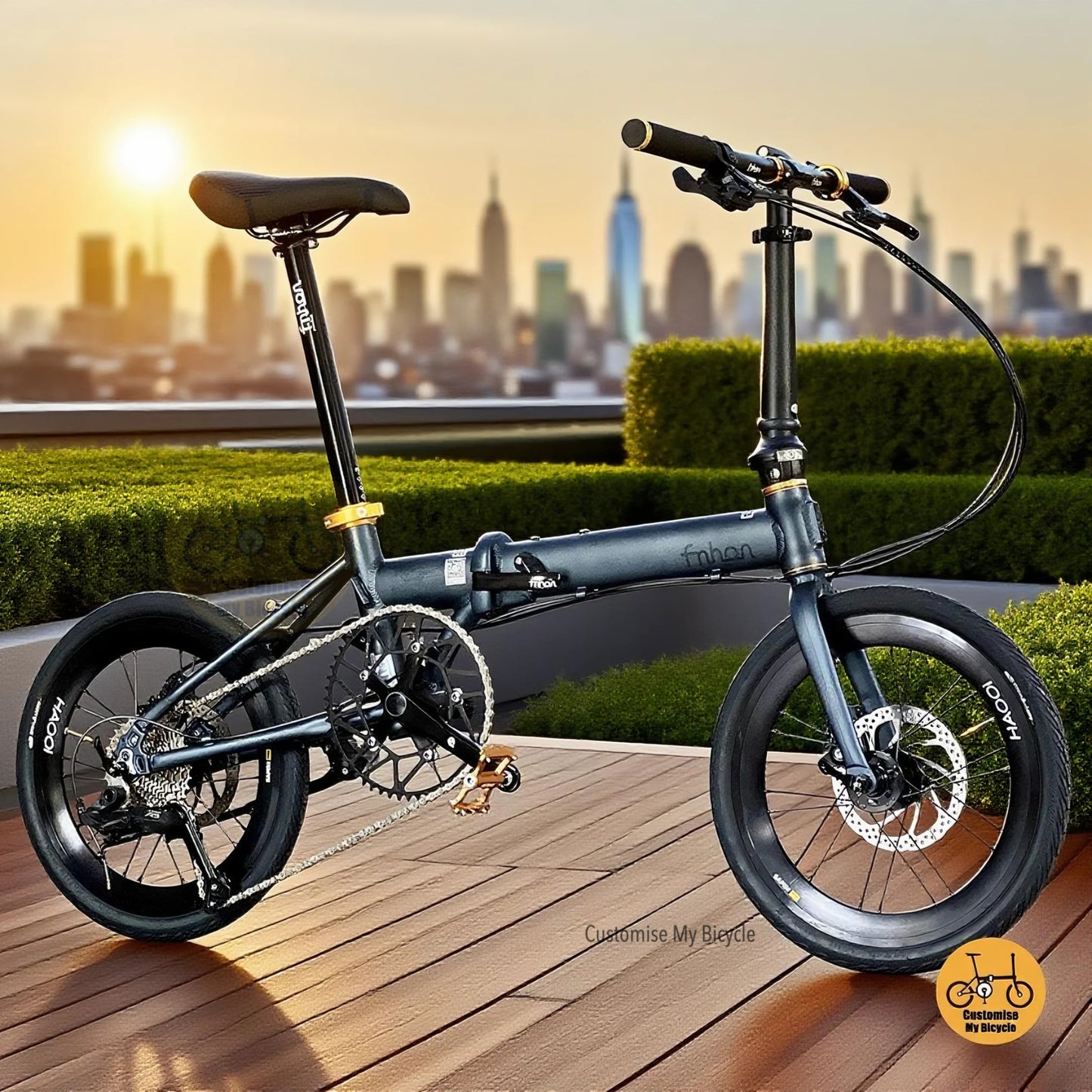 Fnhon Zephyr 18 Inch Folding Bike With Ltwoo 9s And High Profile Wheels In Matte Dark Teal Blue  
