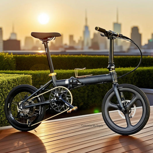 Folding Bike Fnhon Zephyr 18 Inch Dark Teal Blue Shimano 9 Speed Lightweight Foldable Bicycle Carbon Trispokes Wheels Urban Ride
