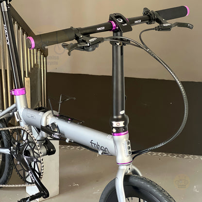 Fnhon Zephyr 16" Battleship Grey folding bike with Mechanical wired disc brake; FNHON telescopic handle post