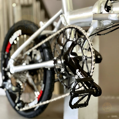 Fnhon Zephyr 16" Platinum Silver folding bike frame material colour detail