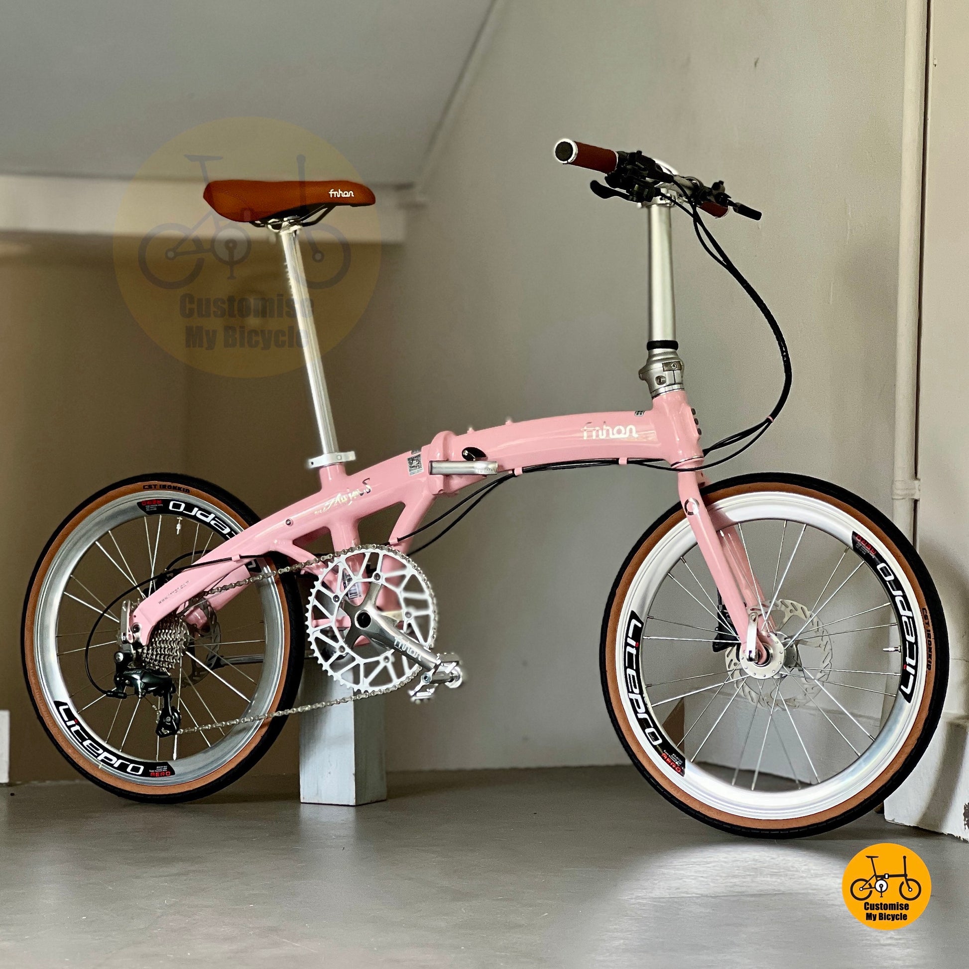 风行 Wind 22寸 折叠车 浅粉色 禧玛诺 10速 油碟 轻量化 铝合金 折叠自行车 PD2018