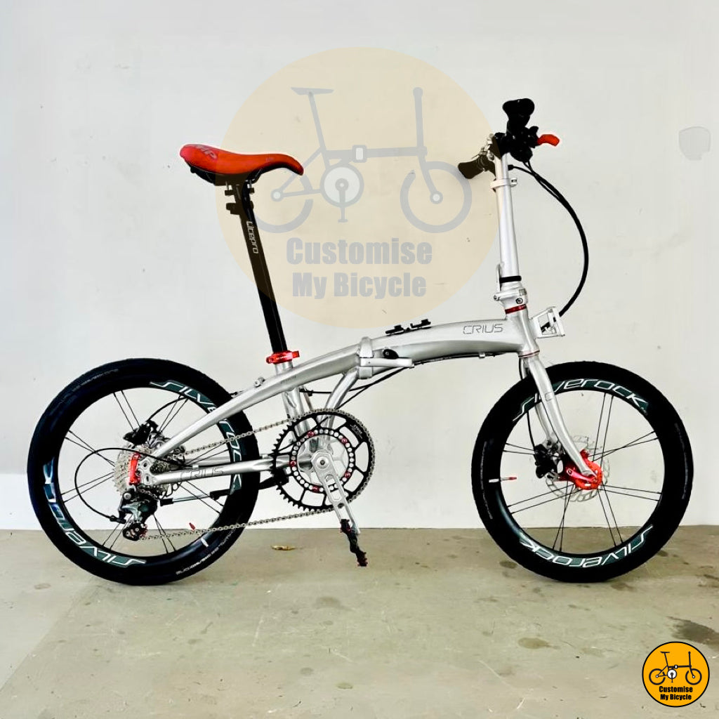 Crius Velocity 22-inch Foldable Bicycle – Lightweight and Sleek with Stone Oval Chainring
