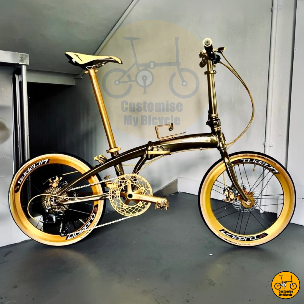 Lightweight & Fast: Crius Velocity 22-inch Foldable Bicycle in Full Gold
