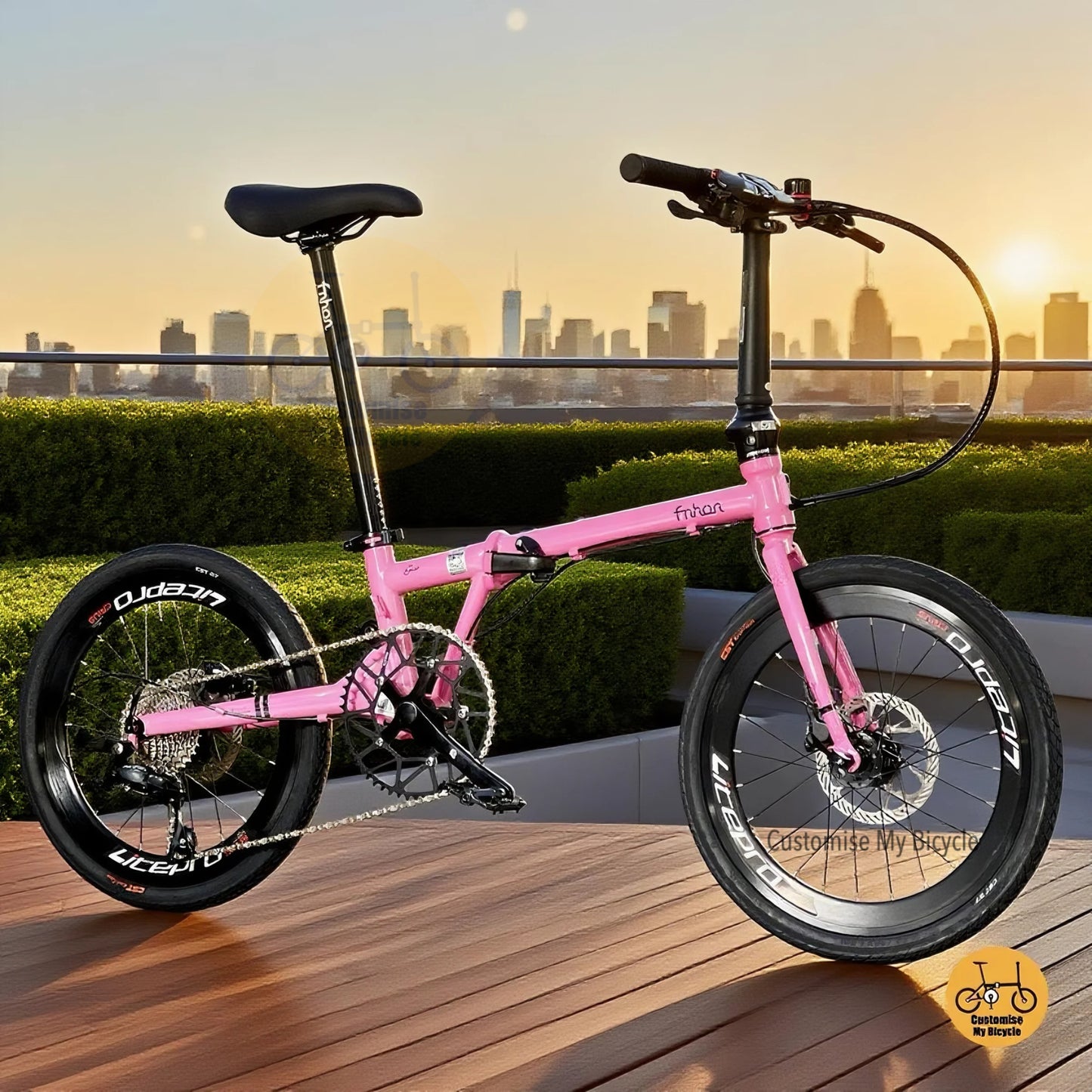 Fnhon Gust 20 inch folding bicycle hot pink Shimano 10 speed Tiagra lightweight aluminium alloy frame
