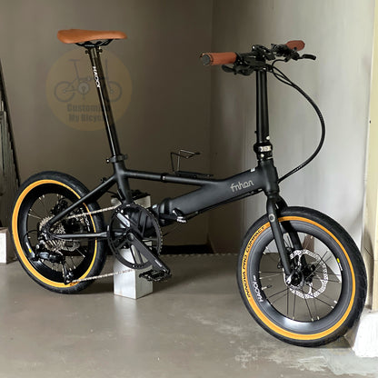 Fnhon Monsoon Mini 18" Matte Black foldable bicycle with Shimano 9 gears