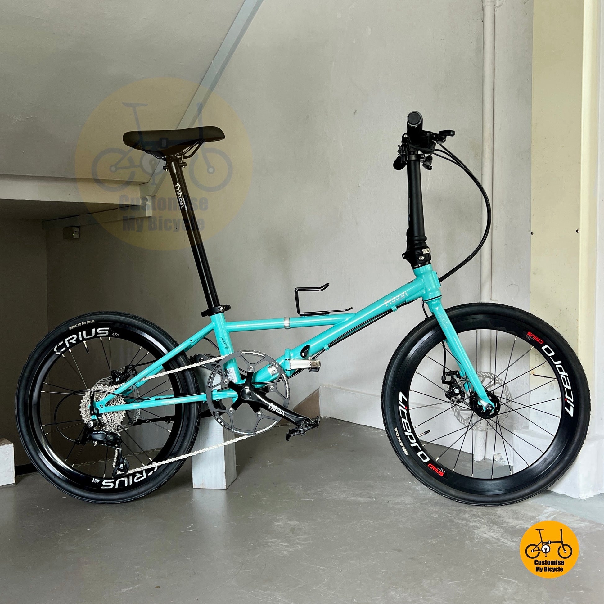 Basikal Lipat Fnhon Thunderstorm 22 inci Bianchi Green Shimano 9 Kelajuan Basikal Lipat Kukuh Untuk Bandar